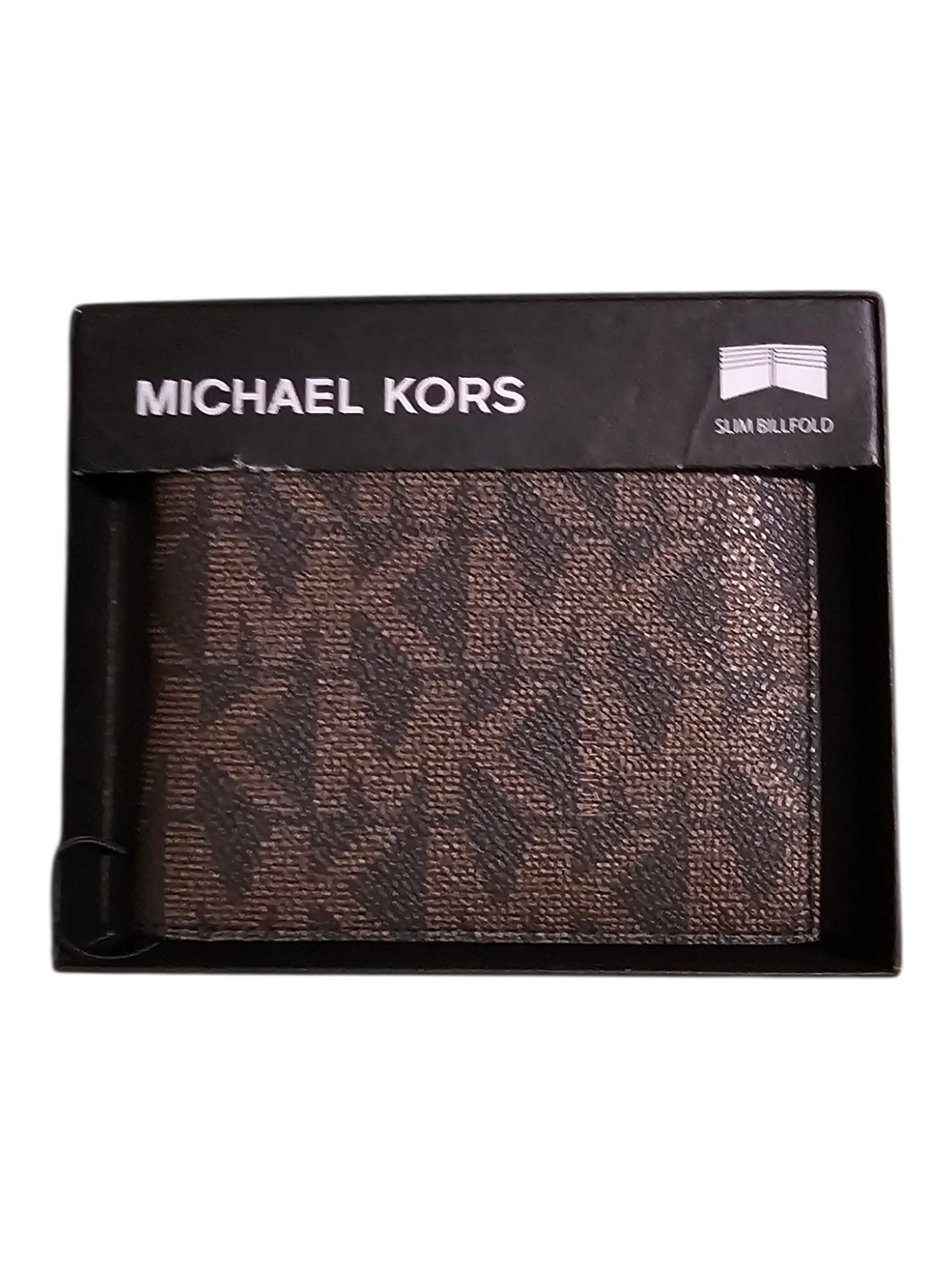 Michael Kors Brown MK Logo Slim Billfold Wallet